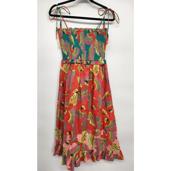 NWT Farm Rio x Anthropologie Smocked Cover-Up Midi Dress Size S #NC440 - Picture 6 of 10